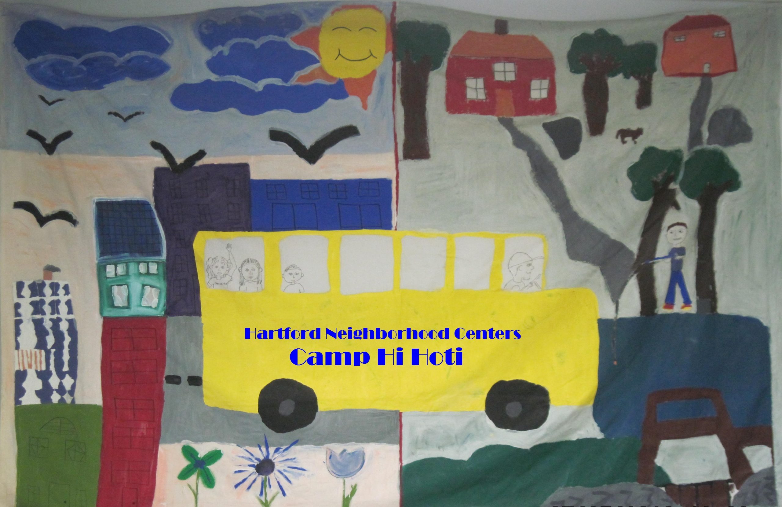 Canva paiting of a School bus